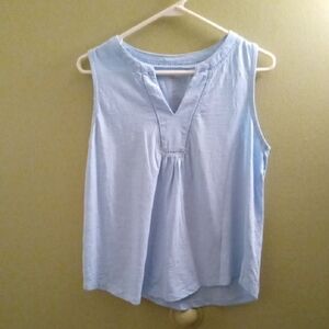 Womans PM St. John's Bay Blue Sleeveless Relaxed Blouse Summery Comfy Fit